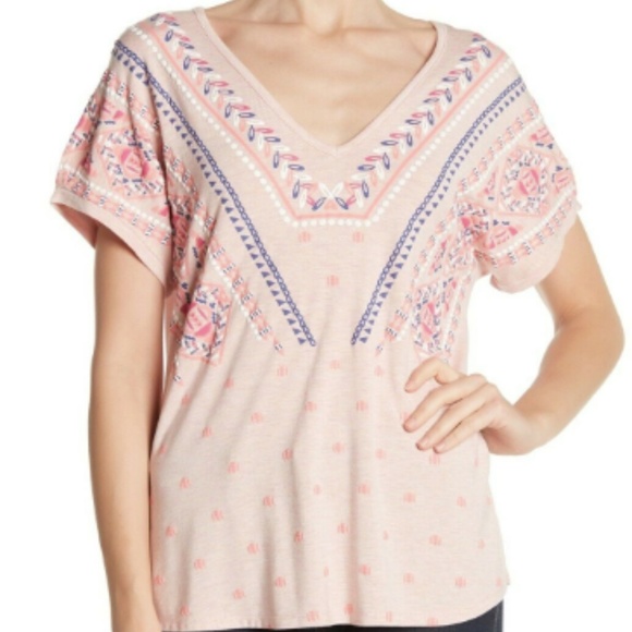 SOLD**Democracy V-Neck Dolman Sleeve T shirt pink - Picture 3 of 4